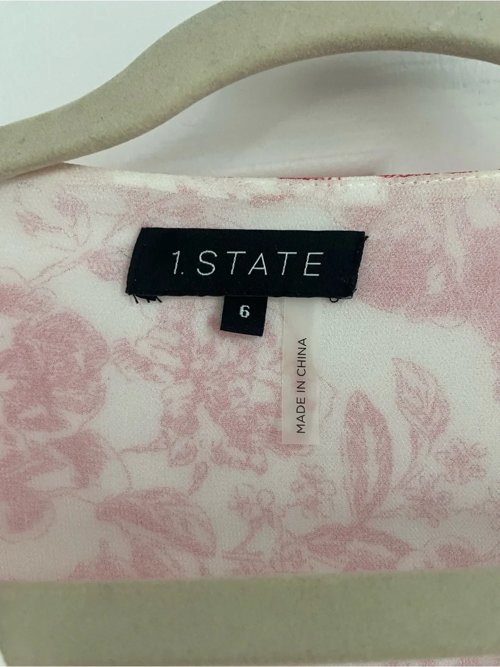 1. State White and Pink Ruffle Floral Wrap Mini Dress with 3/4 Sleeve